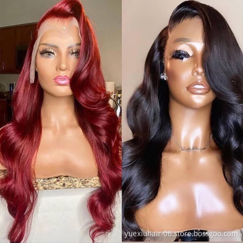 Wholesale Brazilian 100% Human raw Virgin remy Hair HD Transparent medium brown Lacfront glueless Wig For Black Women
